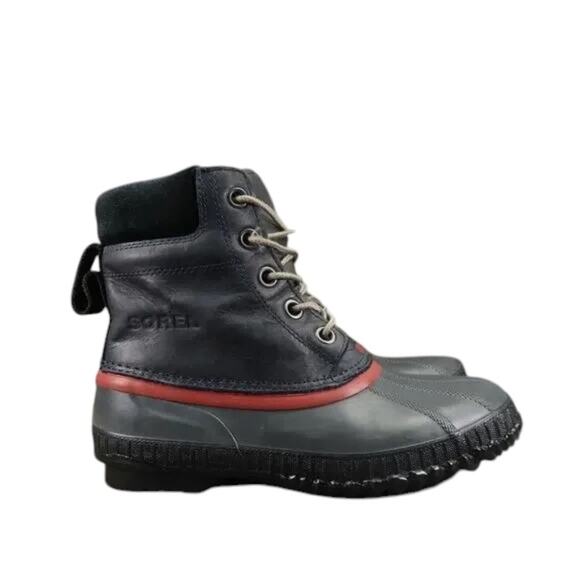 Sorel Boots Men 6 Snow Winter Cheyanne II Leather Rubber Lace Up Waterproof Grey - Picture 1 of 14